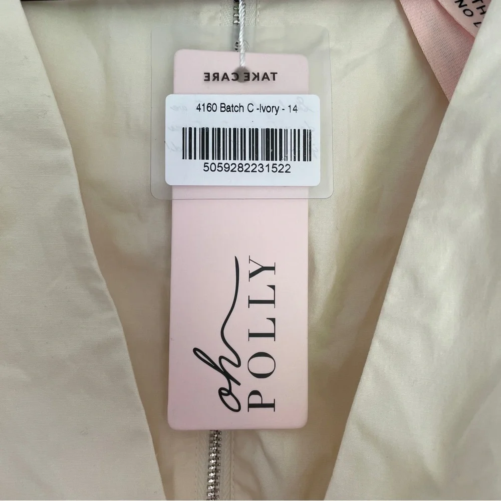 Oh Polly Plunge Neck Wrap Top Ivory Size 14 BNWT - Picture 3 of 10